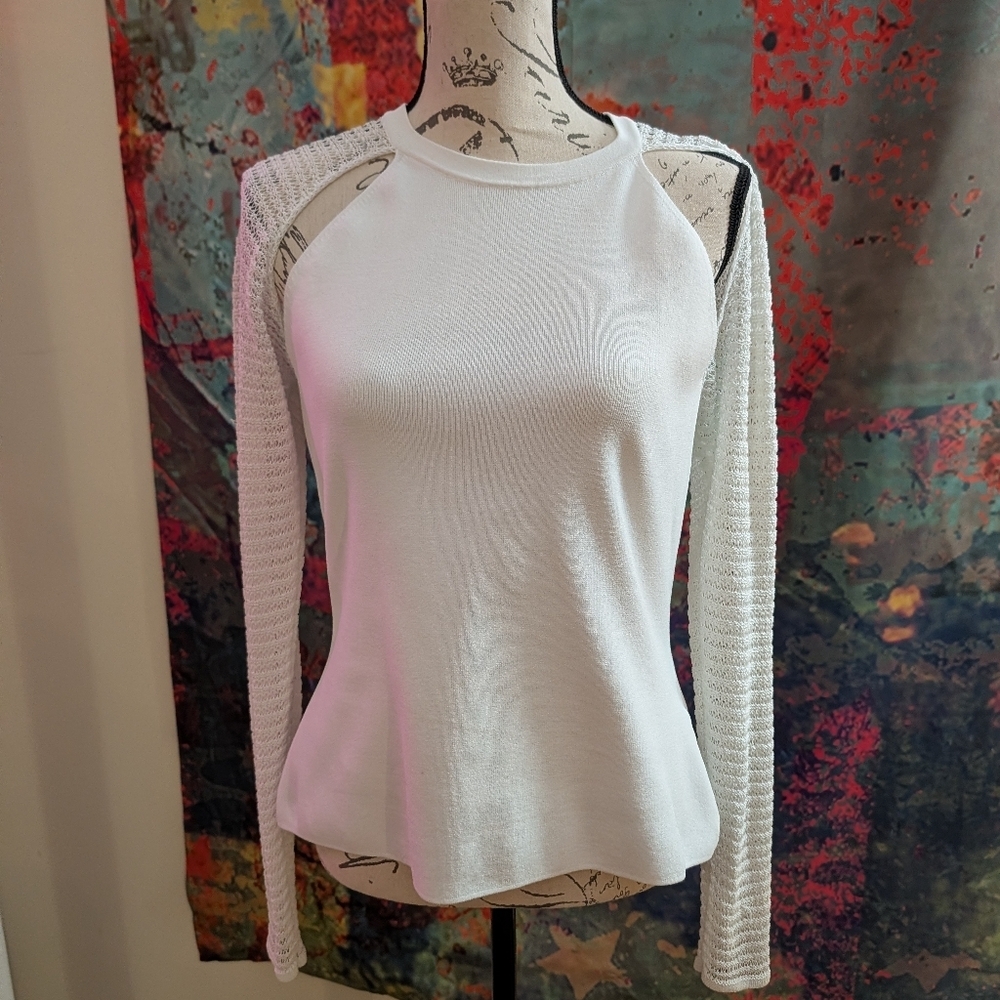 White Reiss Maria Sheer Twist Front Jumper